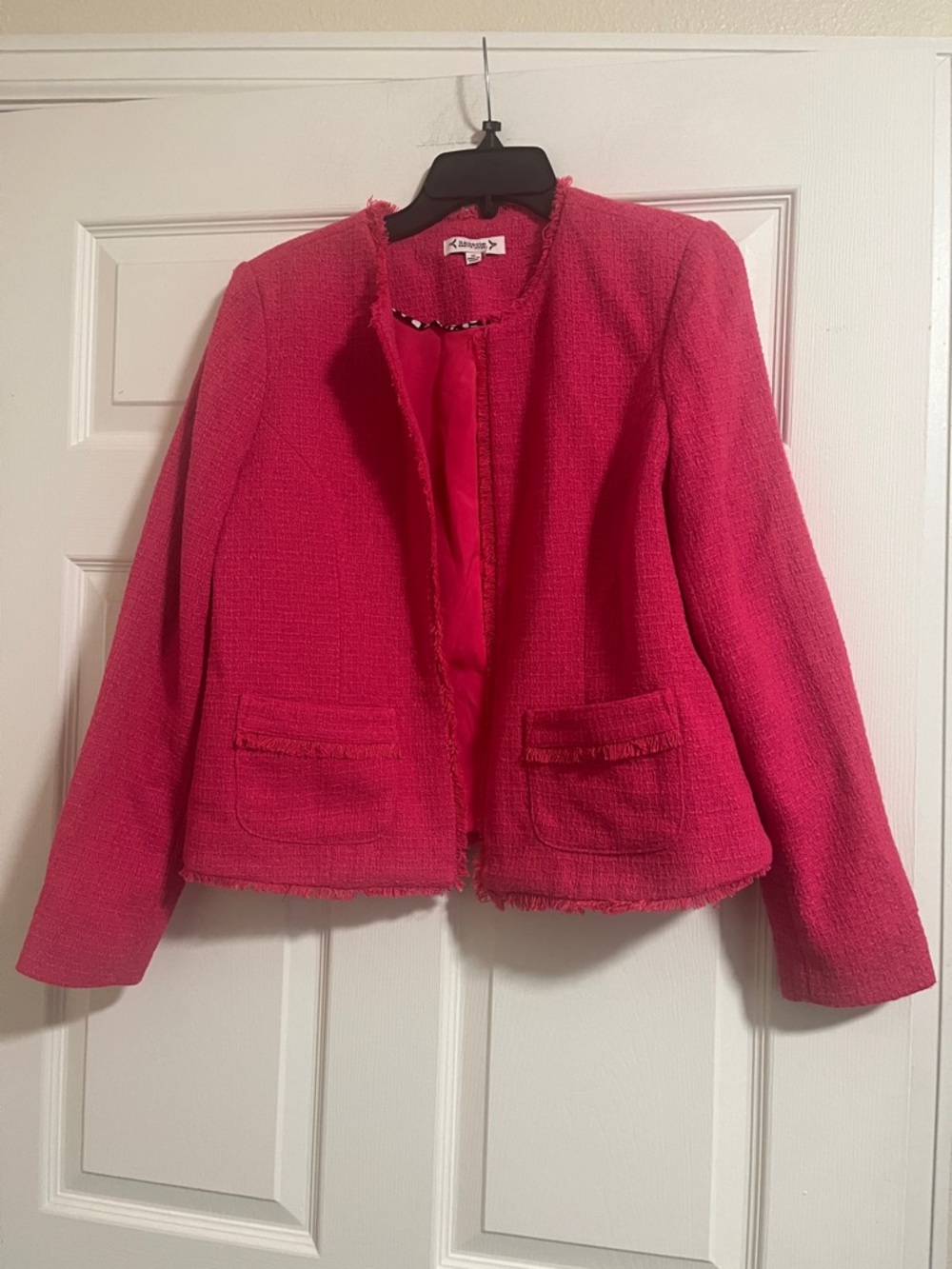 Nanette Lepore Hot Pink Tweed Open-Front Blazer